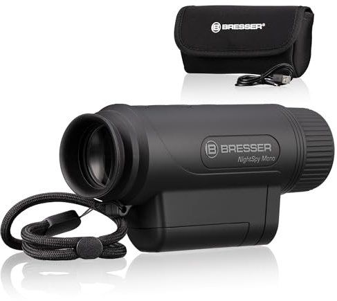 Bresser NightSpy Mono - Dispositivo di visione notturna digitale con illuminazione a infrarossi e fotocamera | ingrandimento ottico 2x, portata di visione notturna 100 m, batteria e custodia inclusa