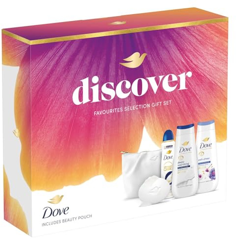 Dove Discover Selection+Beauty Gift Set with Deeply Nourishing & Anti-Stress Bodywash, Original Anti-Perspirant, and Shea Beauty Bar - Skincare Essentials in One Set