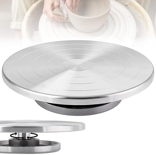 Disco Girevole per Ceramica e Torte, 30 cm in Alluminio | Rotazione a 360° e Base non Slip per Artigianato, Figure di Argilla e Ceramiche