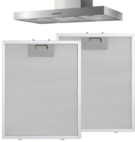 Dunstabzugshauben Metallfilter, 2 Stück 320 x 260 x 9mm Aluminium Dunstabzugshaube Filter, Dunstabzugshaube Ersatzpackung Filter mit 5 Lagiges Filtergewebe, für Haushaltsküchen