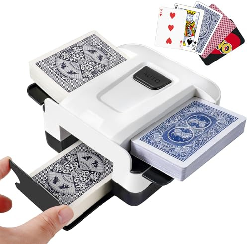 elzle Kartenmischmaschine Automatische, kleine tragbare elektrische Mischmaschine, EIN- / Zweideck-Kartenmischersortierer, 5s Quick Shuffle und USB wiederaufladbar für Familienparty-Kartenspiele