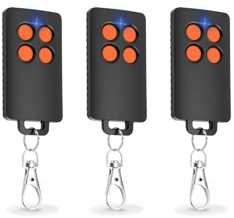 Lot de 3 AAM0121 Télécommande Portail– Compatible Sentinel – 433,05–434,79 MHz – 4 Canaux – Code Secret Tournant & Portée 50 m - orange