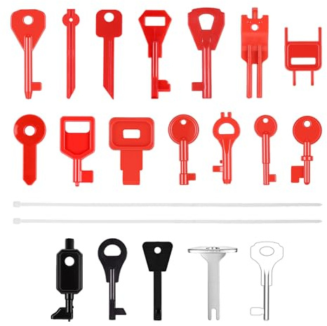 Huiguli 19 PCS Fire Alarm Test Key Set, Call Point Test Key Kit with 2 Key Rings, Fire Alarm Manual Reset Key Perfect for Engineers