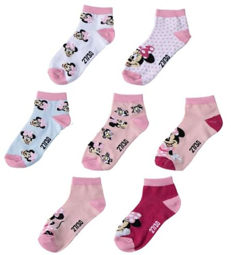Minnie Knöchelsocken für den Alltag und Sport – weiche und atmungsaktive Knöchelsocken für Sneaker und Freizeitschuhe, bunt, 27-30