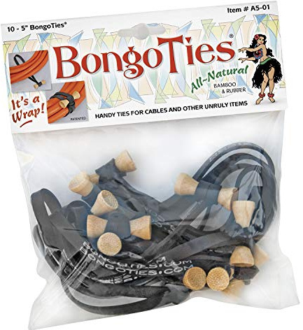 A501 Original Black with Wood Tip Bongo Ties (5) (Pack of 10)