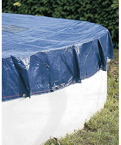 WERKA PRO, Bâche de protection pour piscine ronde, 140g/m², idéale pour maintenir l'eau propre et chaude, avec œillets en aluminium pour une fixation facile, couleur bleu-gris, diamètre 6,2 m.