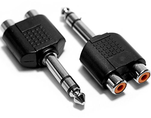 Loops 6.35mm (1/4) Stereo Jack Plug to 2 RCA/Phono Female Adapter