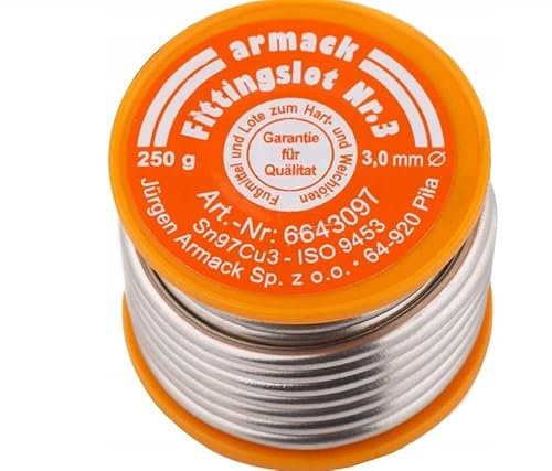 amasan Raccordi Lot N. 3 (97%, 3% stagno rame) 250 G Rotolo Ø = 3,0 mm (senza piombo), groß, Orange, 1