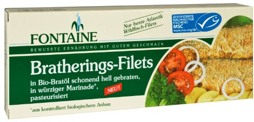 Fontaine Brathering-Filets in Bio-Marinade 325g Fischkonserve, 3er Pack (3 x 325 g)