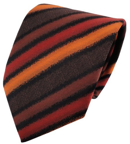 TigerTie Designer Krawatte orange rotorange braun schwarz gestreift - Binder Tie