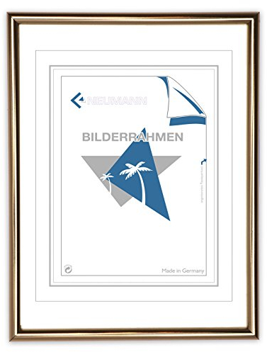 Neumann Bilderrahmen Kunststoffrahmen Classic, 24 x 30 cm, Gold gestreift