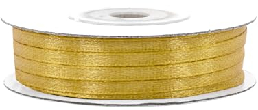 Satinband 3mm x 50m Rolle - FARBAUSWAHL in 3/6/12/18/25/38/50/75/100mm - farbecht & waschbar - Schleifenband für Hochzeit - Geschenkband zum Verpacken Dekorieren Basteln - Gold 687H