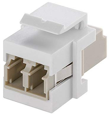 Goobay 80000 Keystone Modul Lichtwellenleiter mit 2x LC Duplex Buchsen für Multimode Faser & Lichtwellenleiter Kabel mit LWL Stecker / 17,2 mm / Weiß