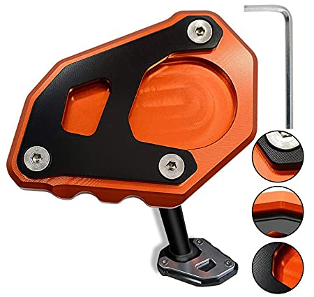 MZ-Store 1050 1090 1290 Adventure 1190 Motorrad CNC Aluminium Seitenständer Vergrößern Seitenständer Platte für 1050 1090 1190 1290 Adventure / 1290 Super Adventure R (Orange+Schwarz)