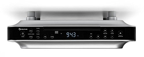 Auna KRCD 100 BT - Radio de Cocina, Bluetooth, Reproductor de CD, Temporizador, Despertador, Sintonizador FM, MP3, Pantalla LCD, 29 x 8 x 26,5 cm, 1,2 kg, 2X 12 W RMS, Negro