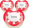 BabyNova Schnuller mit Namen, ortho, Silikon (transparent rot, 6-14 Monate)