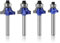 Mesee 4 Piece Round Over Router Bit Set, 1/4 Inch Shank Industrial Grade Round-over Bead Edge Forming Router Bits Cutter Woodworking Milling Cutting Tools - Radius 1/8 5/32 3/16 1/4