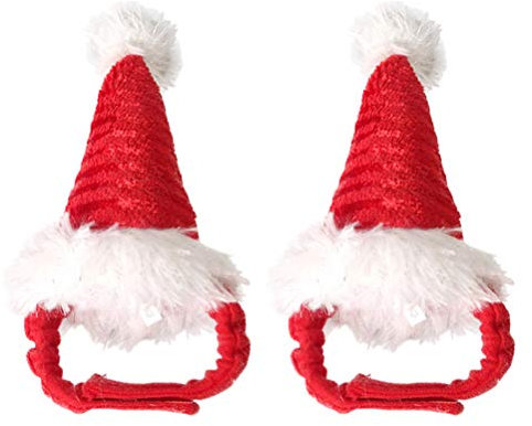 POPETPOP Popepop Meerschweinchenkostüm für Katzen, Weihnachtsmütze, Weihnachtsmütze, Weihnachtsmütze, Kopfzubehör für Kaninchen, Hamster, Kaninchen, Ratten, Kätzchen und kleine Tiere, 2 Stück