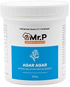 Mr.P Ingredients Agar Agar 250g Powder Vegan Gelatine Replacement Ideal for Jelly Mousse Molecular Gastronomy Gelling Agent Vegan Vegetarian Halal Kosher Non-GMO (Recyclable Pot)