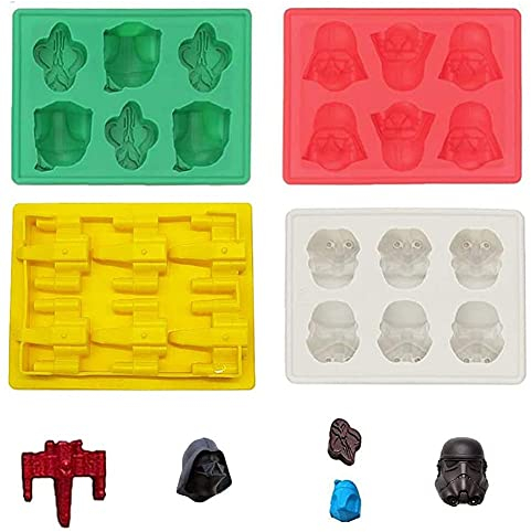 CHEPL Guerres des étoiles Moule en Silicone Antiadhésif pour Bac à Glaçons 4PCS Moules en Silicone Glaçons Star Wars en Silicone âteau Muffin Cupcake Boule de Gomme Gelée
