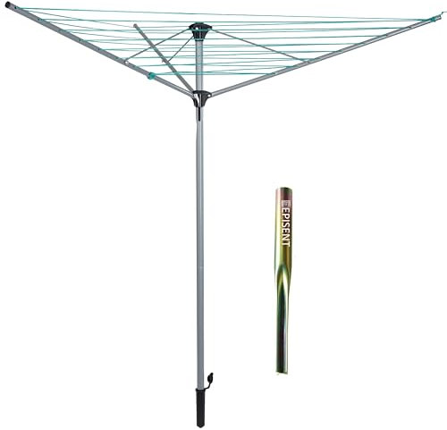 EPISENT 3-Arm 30M Rotary Washing Line – Heavy Duty Outdoor Clothes Airer with Ground Spike | Adjustable Height, Non-Slip Lining, Foldable Whirligig Dryer Umbrella System for Garden & Patio Use