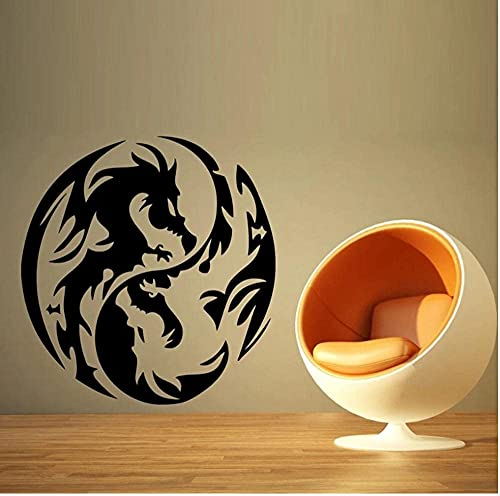 Ying Yang Drachen Tapete Muster Abnehmbare Wandaufkleber Wohnzimmer Home Kunstwand Vinyl Wandaufkleber Fenster 56X56Cm