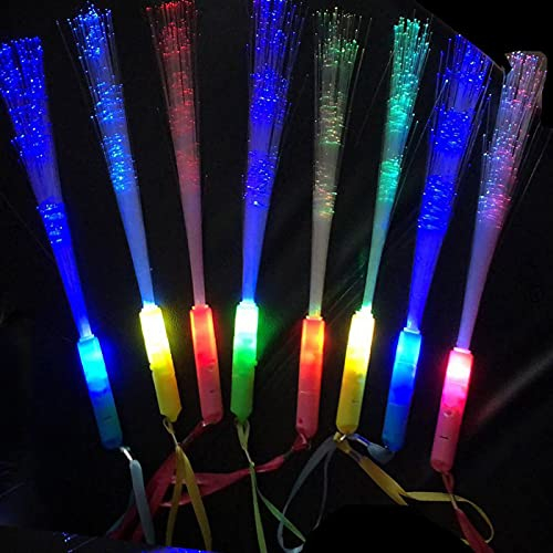 POHOVE Lot de 12 bâtons phosphorescents, baguette lumineuse en fibre optique 3 modes colorés clignotants pour spectacles, événements, clubs, festivals