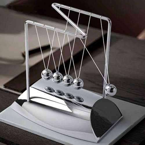 JIAMIAN Einzigartige Z-Form Newton Kugelstoßpendel Kugelspiel, Newton Pendel, 5 Kugeln Kugelpendel, Pendelkugeln Demonstrieren Newtons Gesetze mit Schwingenden Kugeln(A)