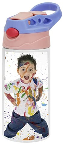 Gourde en Acier Inoxydable Etanche Personnalisée pour Enfant, Photo, Texte, Motif auto-Imprimable, Cadeau, Bouteille Thermos d'Acide Carbonique, Ecole, Sport, Extérieur, Camping, 350 ml