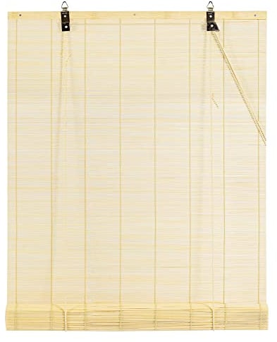 Cy.curtain bright Tenda a Rullo in Bambù Naturale per Interni, 60 x 160 cm, Tapparella Avvolgibile Bamboo per Porte e Finestre, Cortina di Bambù per Balcone/Ristorante/Cucina/Portico