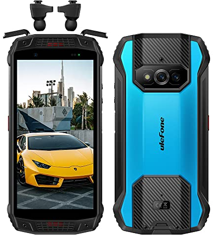Ulefone Armor 15 4G Rugged Smartphone 2023, con auricolari, 5.45 HD+, 6600mAh, 12MP+13MP+16MP, Octa-Core 6GB+128GB (256GB Espandibili) Cellulare Robusto Android 12 IP68 DUAL SIM NFC OTG GPS FM, Blu