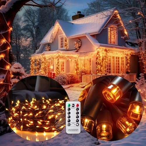 MONZANA® 200 LED Lichterkette 20m Weihnachtsbaum Außen Innen Timer 8 Modi Dimmbar Fernbedienung IP44 Fenster Deko Weihnachten Beleuchtung Warmweiß