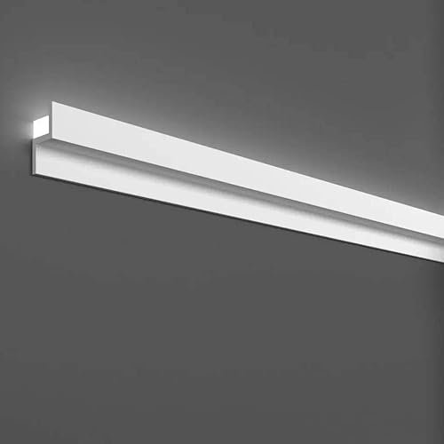 PROVISTON Bande lumineuse - Éclairage indirect - Plinthe de plafond - 22 x 40 x 2000 mm - Polymère - Blanc - Haute qualité - Baguette en stuc - Moderne - Robuste - Durable - Résistant aux chocs - 20