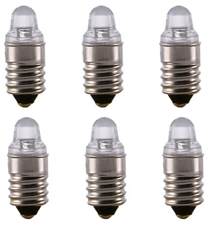 ShuoHui E10 LED Bulbs 3V 6000K White LED Bulbs for Flashlight Torch Headlight Negative Ground (6)