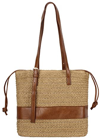 LA HUATE Sac à main en coton tissé à la main décontracté d'été plage fourre-tout fait main paille sac à bandoulière, 7512 Kaki, Taille unique