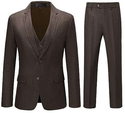 Allthemen Abito da Uomo in 3 Pezzi Slim Fit Completo da Sposa 2 Bottoni Blazer da Lavoro Gilet Pantaloni per La Festa Viola 3XL