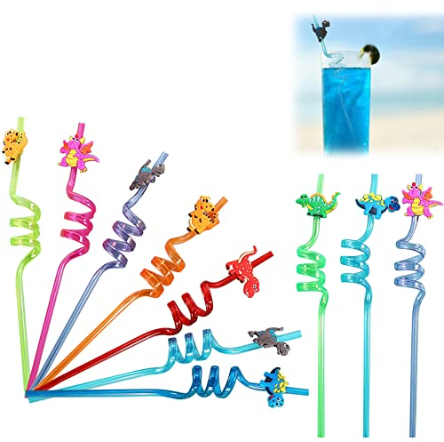 FLAVNTEL 10pcs Pailles Spirales Réutilisables en Plastique Durable, Éco-responsable pour Enfants et Fêtes
