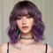testar Parrucche Bob viola ondulate corte per le donne parrucche Bob ricci viola con frangia parrucca sintetica lunga spalla per ragazze costume colorato uso quotidiano
