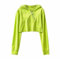WLHBF Sweatshirts für Damen Langram Sommer Europäische Und Amerikanische Frauen Kleidung Mode Vielseitige Dünne Einfarbig String Kurze Lose Lose Mit Kapuze Pullover Top Kapuzenjacke Damen (Green, M)