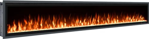 Wärme Firebox Panoramic 100-100/254cm Slim Frame Recessed Media Wall Inset Electric Fireplace with Multi Flame Colours 1400W/1600W (100)