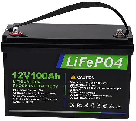 SSCYHT 12V 100AH LiFePo4-Akku, Klasse A-Zelle, 3000+ Tiefe Zyklen, 12,8V-Lithiumbatterie für 12-Volt-Elektrogeräte/Wohnmobile/Heim-Notfallspeicher-Backupbatterie