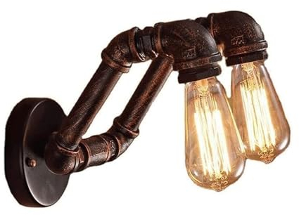 Wandleuchten 2-Light Retro-Wasserpfeifen-Wandleuchte Antike industrielle Metall-Wandleuchter Bauernhaus Beleuchtung for Schlafzimmer Treppe Flur Wohnzimmer Bad Eitelkeit Spiegel Lampe