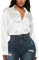 Navneet Women Satin Blouse Button Down Long Sleeve Satin Shirts Collar Blouses Casual Office Work Going Out Tops White XL