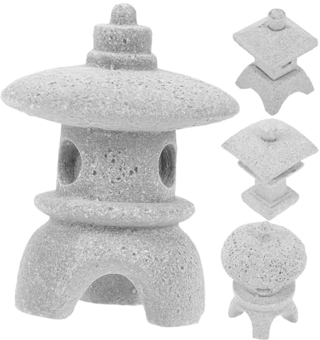 BESPORTBLE 4 Pièces Modèle De Temple Chinois Statues De Jardin en Plein Air Décor De Pagode Miniature Décor De Maison Décor Chinois Modèle De Pagode Miniature Grès Ménage Pavillon De Pierre