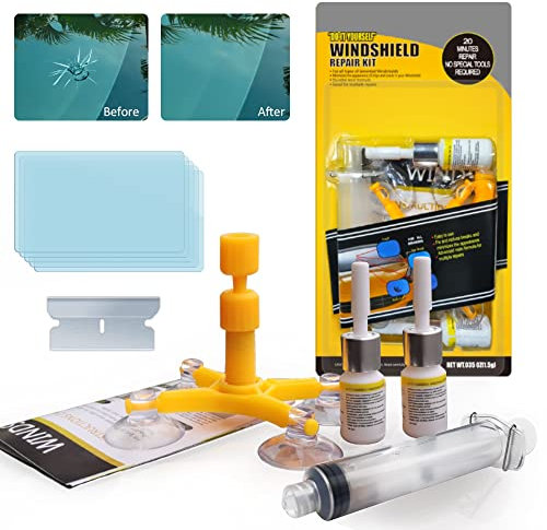 Manelord Auto Windscreen Tool with Windshield Repair Resin for Repairing Windscreen Crack, Chips