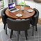 SWHSWQ Round Conference Table, Table Ronde Salle Manger avec 4 Chaises, Table Salon Manger, Ensembles de Chaises à Dossier en PU 5 Pièces, Patio Table Ronde et Chaises