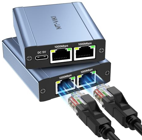 MT-VIKI Ethernet Splitter High Speed 1 to 3 Out, 100/1000Mbps RJ45 Splitter with USB C Power Cable for Cat 5/5e/6/7/8, LAN Switch Internet Splitter Ethernet Splitter Network