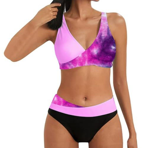 Maillot de Bain Femme 2 Pieces Shorty Maillot de Bain Femme Enceinte Maillot de Bain 2 Pieces Bikini Transbronzant Femme Maillot de Bain Blanc Femme 2 Pieces Maillot de Bain Rose M