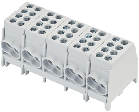 Hauptleitungsklemme VDE 25/25qmm 5-polig für Hutschiene fingersicher zur Anwendung im Elektroverteiler und Zählerplatz