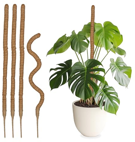 Relaxdays Kokosstäbe 5er Set, biegsame Pflanzenstäbe, für Monstera, Efeutute und mehr, 90 cm lang, Kokosfaser, Natur, Kokosnuss